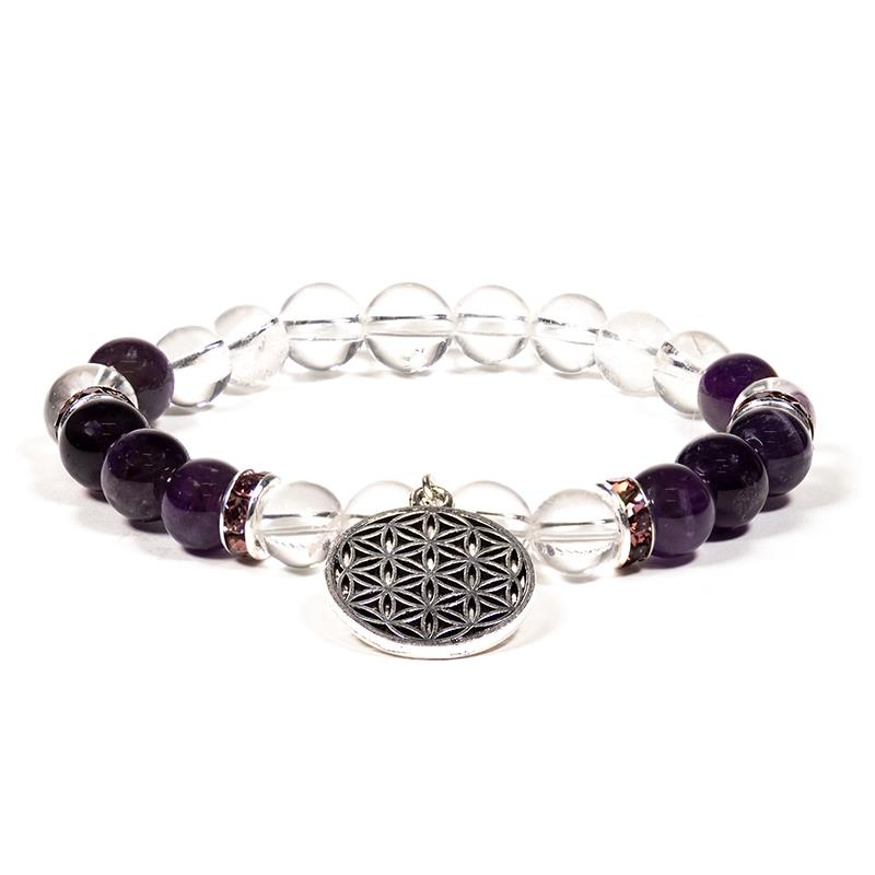 Bracelet améthyste cristal de roche Fleur de Vie. Alpha Sigma WITH LOVE Boutique ésotérique extraordinaire. Géométrie Sacrée & Eléments. Un concept unique avec des mantras & des rituels pour le bien-être et l'auto-soin. Tous les produits sont purifiés et préparés sur le plan énergétique par Amélie Aura. Un univers de merveilles avec cette marque dédiée aux âmes en fleurs. Suivez nous sur les réseaux sociaux @lesamesenfleurs Consultez notre site internet www.alphasigmawithlove.com